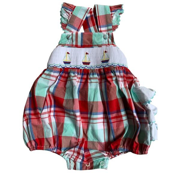 Classic Whimsy Smocked Sailboat Bubble size 9 mo - Picture 1 of 3